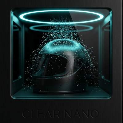 Stage 5: nano-silver — a silvery veil settling over the helmet